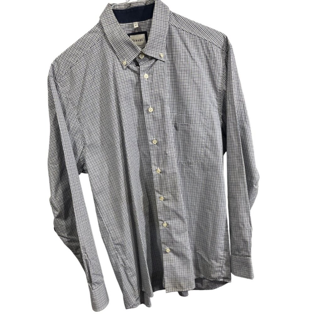 Haupt Mens Regular Fit Checkered Button-Up Shirt Size Large 16.5